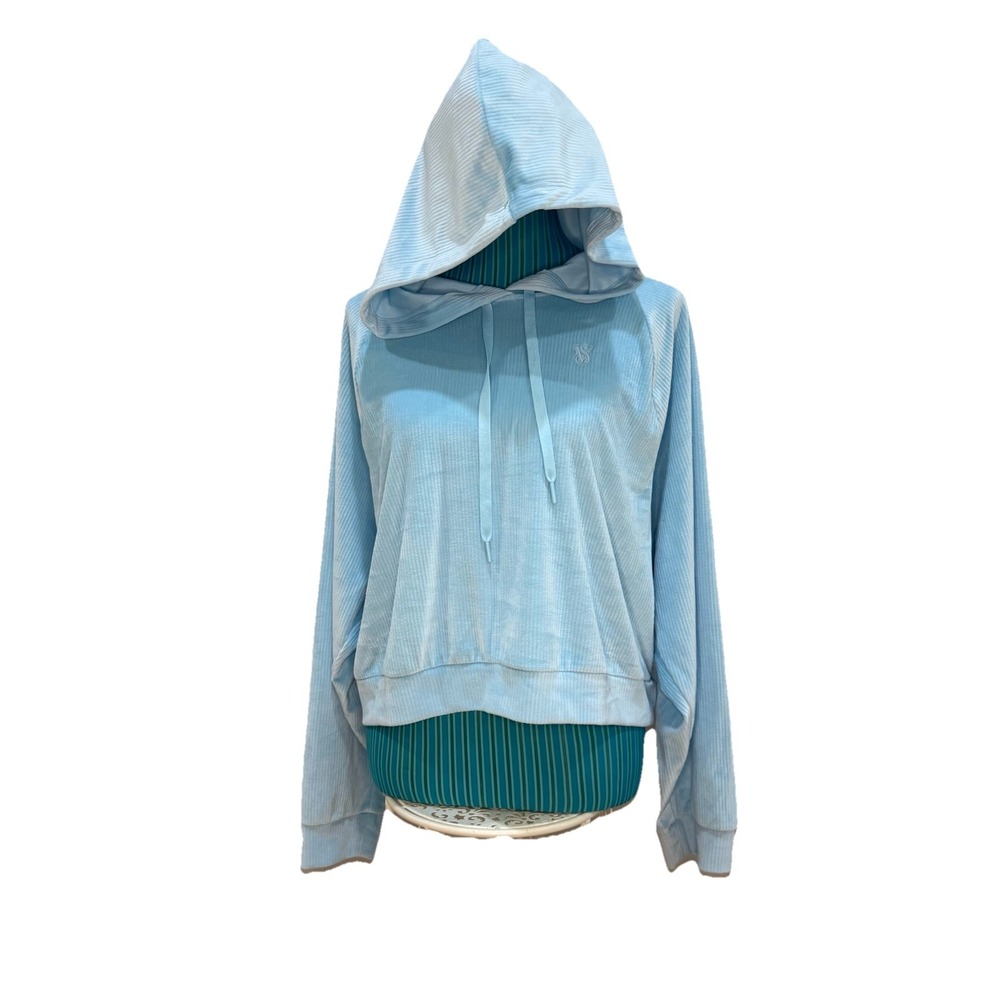 Victoria Secret On Point Y2K Style XL Luxe‎ Hoodie Powder Blue Soft Feminine